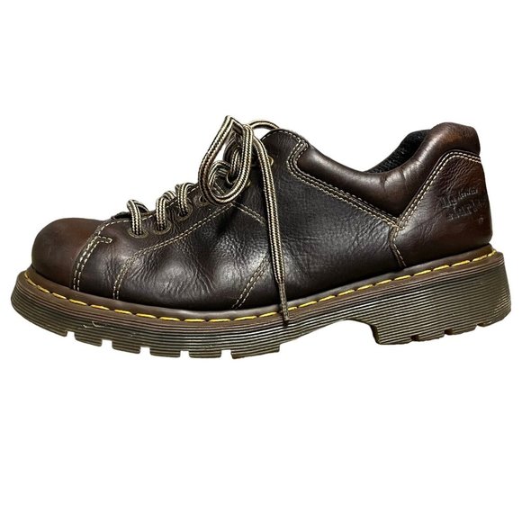 Dr Martens 6 Eye Chunky Oxford Brown Leather 12312 Shoes Doc Mens 11 Y2K 90s main image 6